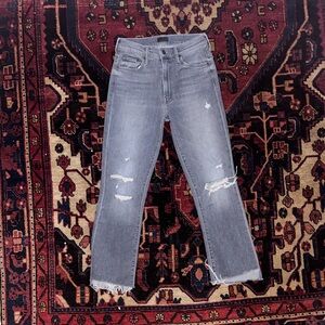 Mother the insider crop step fray jeans
